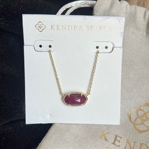 NWT Kendra Scott Elisa Gold Necklace in Maroon Jade